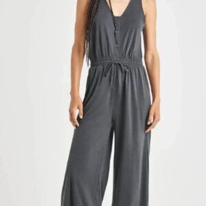 Splendid  Jumpsuit XS Navy Cropped Elastic Waist Wide Leg Lightweight Comfort